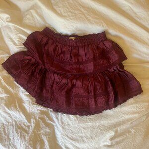Ruffle Mini Tiered Skirt in Oxblood